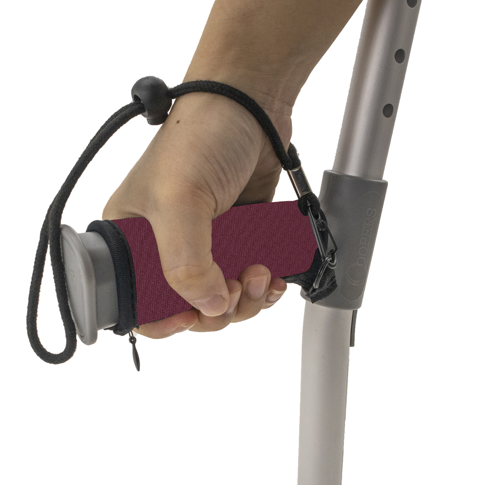 Soft Neoprene Crutch Grip Handle Covers With Wrist Strap Purple